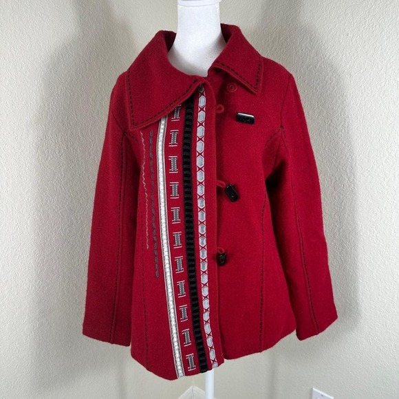 NorthStyle Jackets & Blazers - NorthStyle 100% Wool Jacket Women's Medium Red Nordic Boho Artistic Eclectic